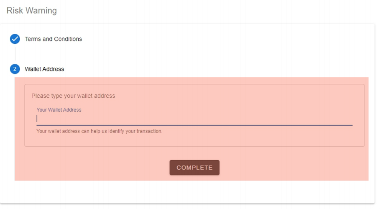 Wallet Address 입력 — COMPLETE